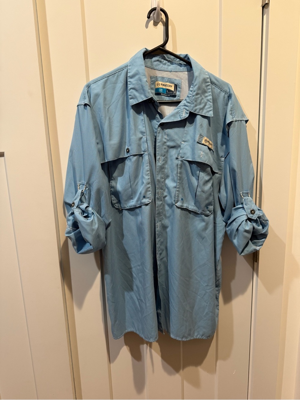 Magellan Outdoors Light Blue Long-Sleeve Button-Front Fishing Shirt